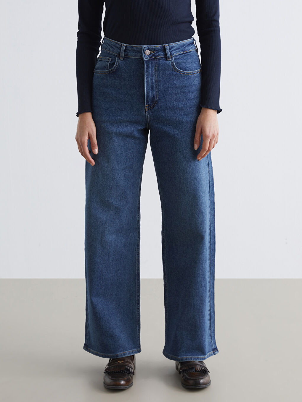 İndigo Wideleg Kadın Jean Pantolon	-1