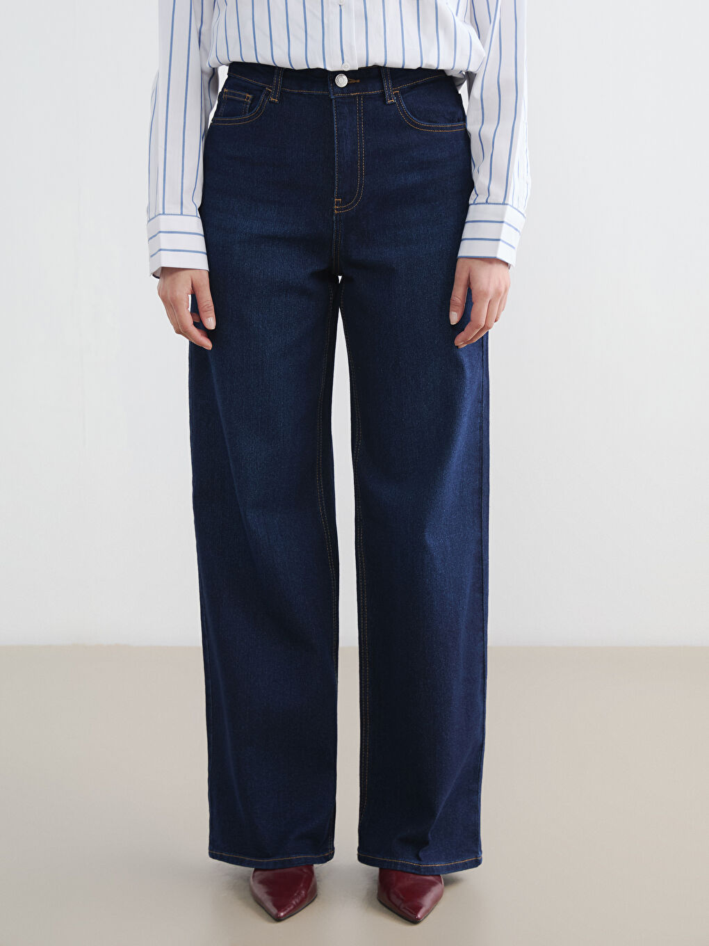 İndigo Wideleg Kadın Jean Pantolon-1