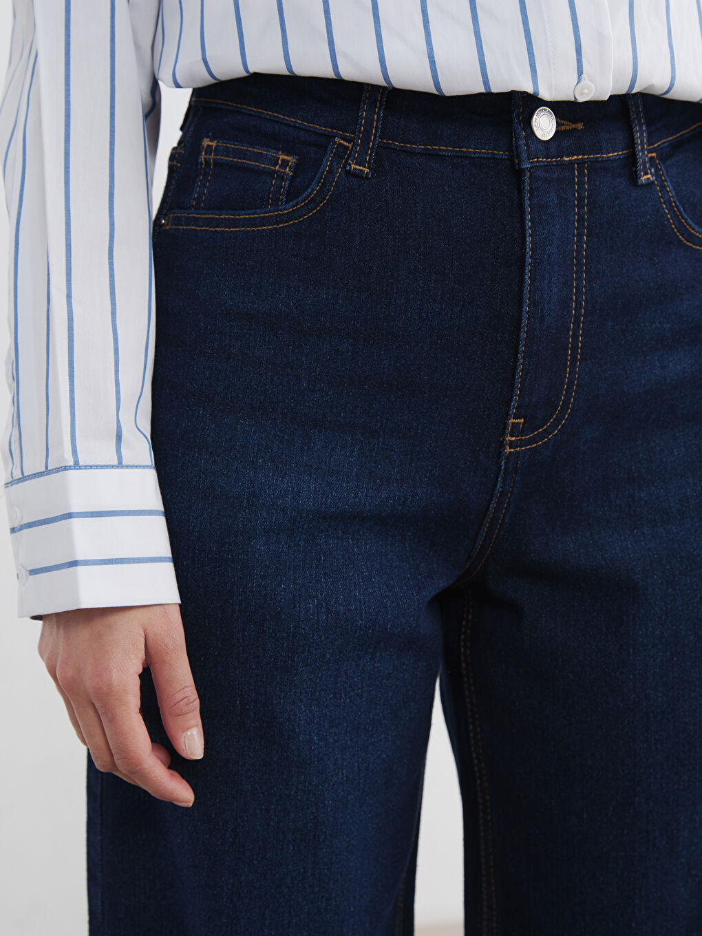 İndigo Wideleg Kadın Jean Pantolon-2