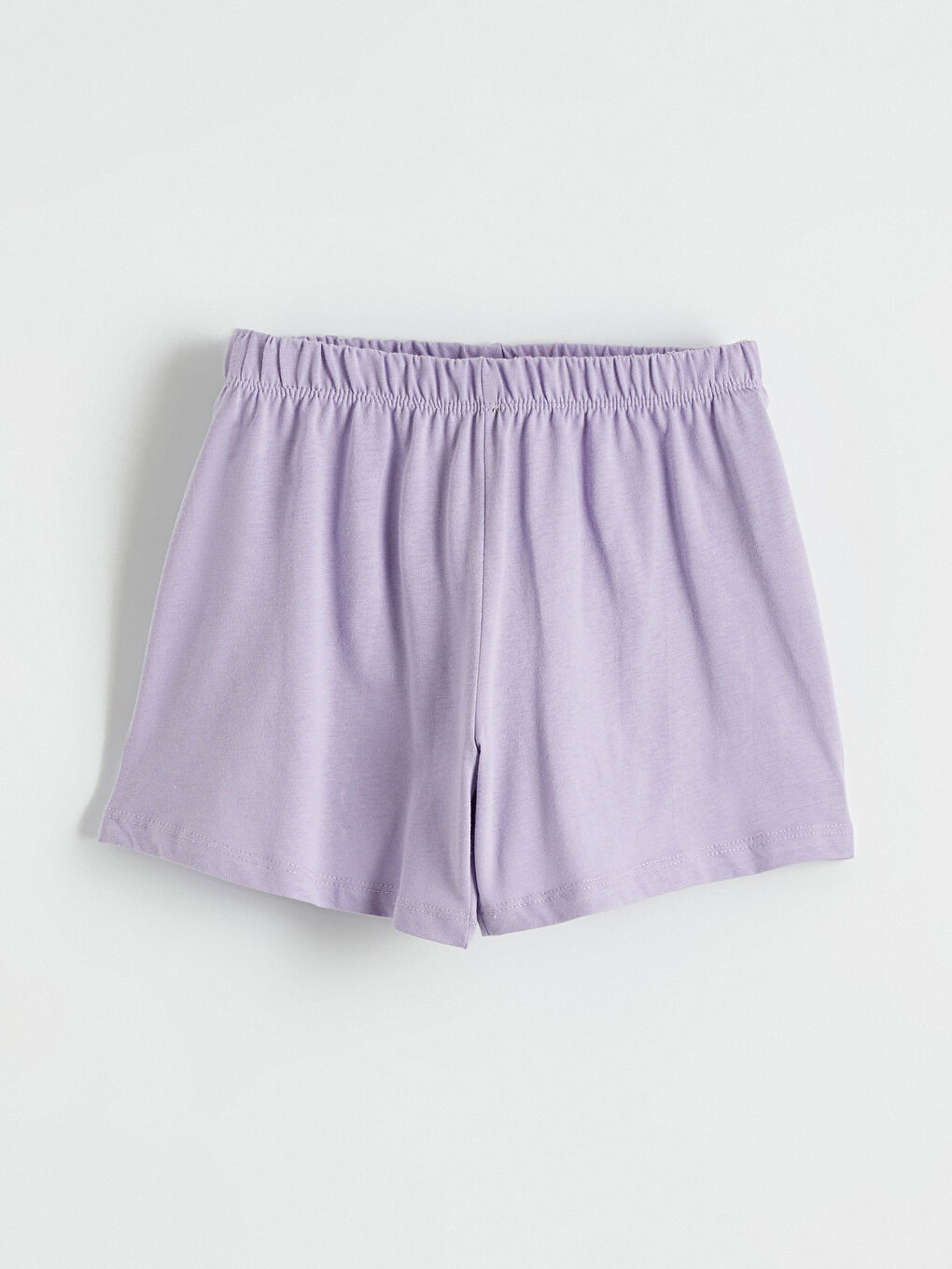 Lila Bisiklet Yaka Kız Çocuk Şortlu Pijama Takımı-4