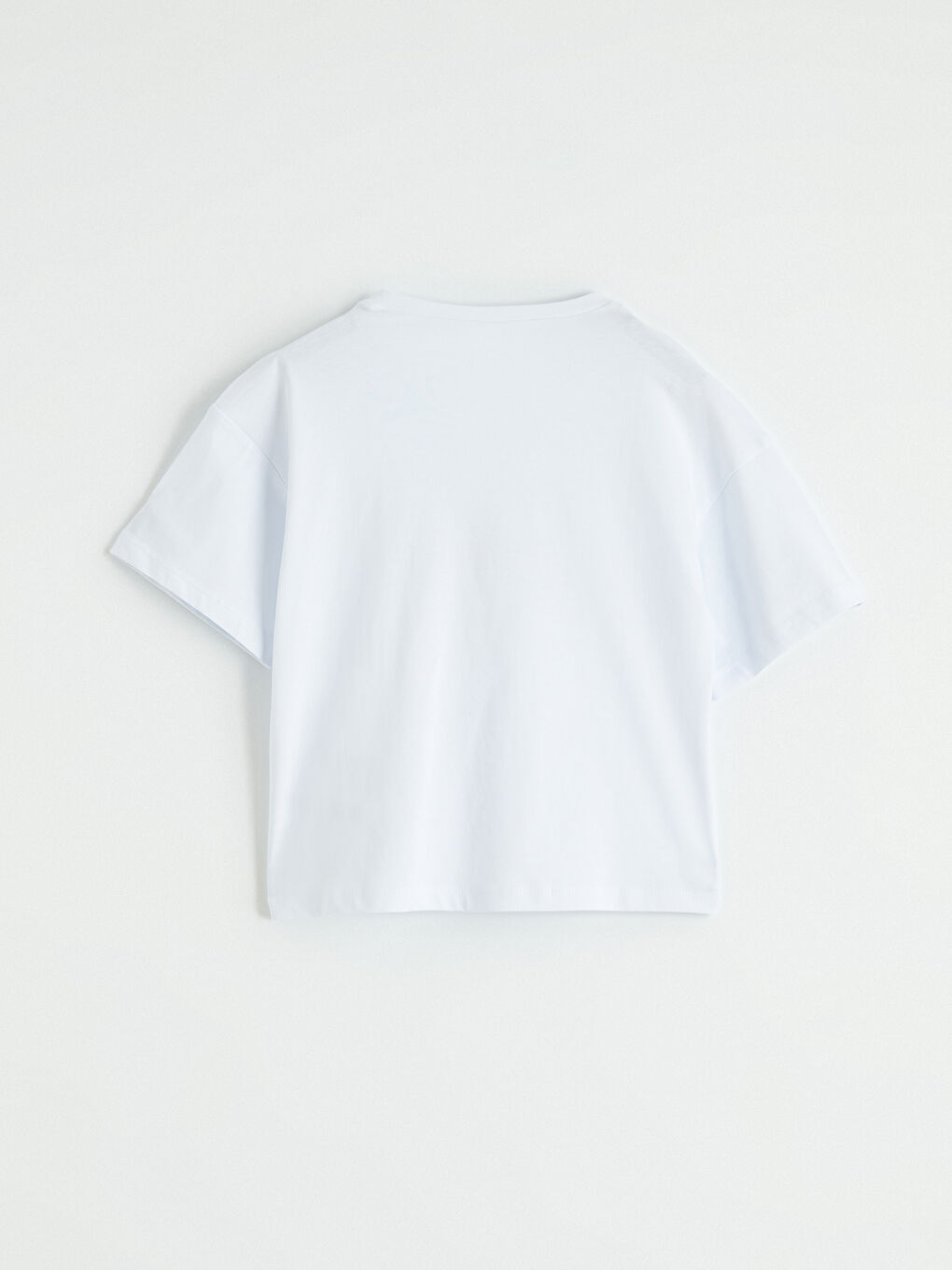 Beyaz Bisiklet Yaka Baskılı Kız Çocuk Tişört-1