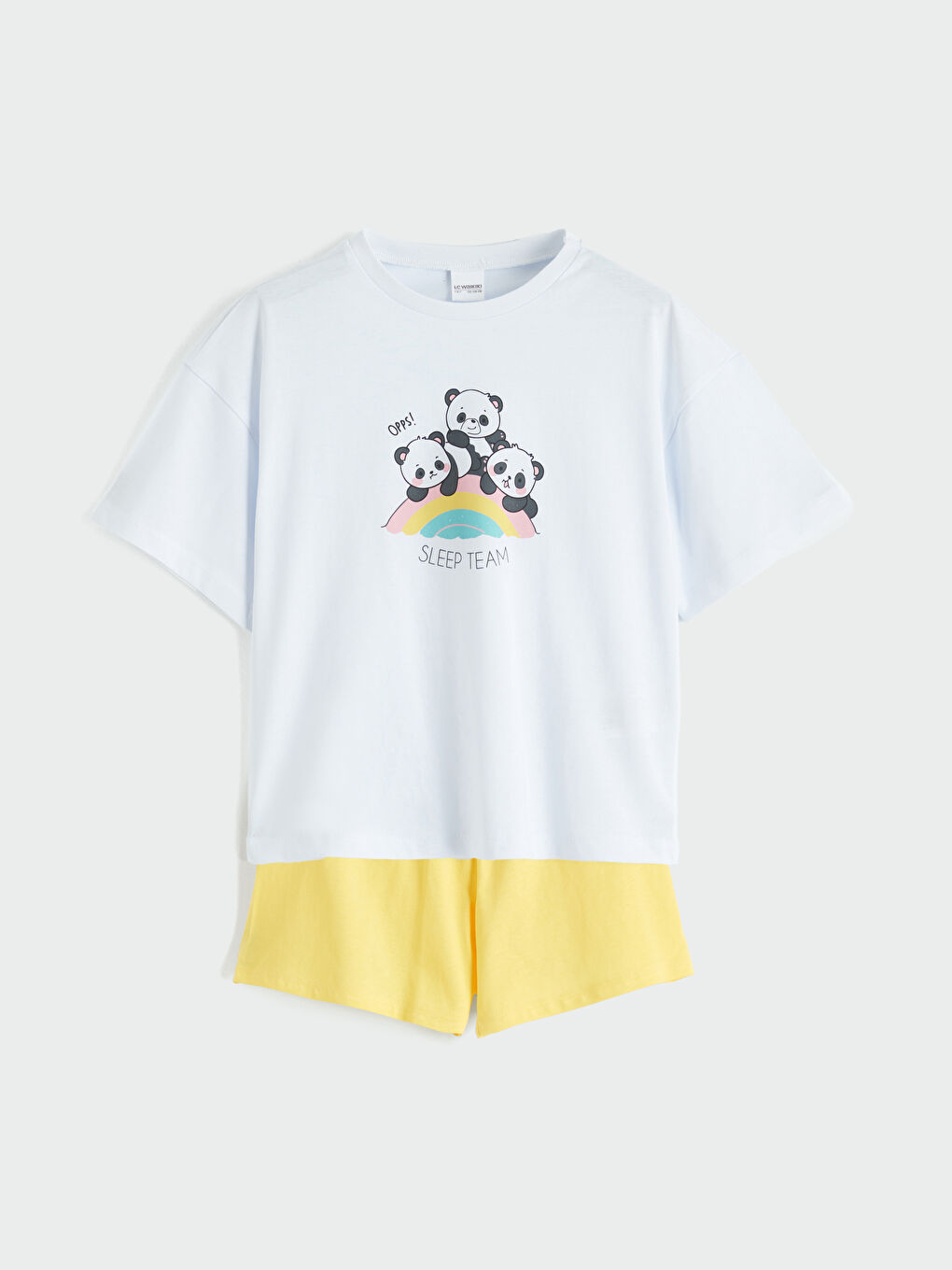 Sarı Baskılı Kız Çocuk Şortlu Pijama Takımı