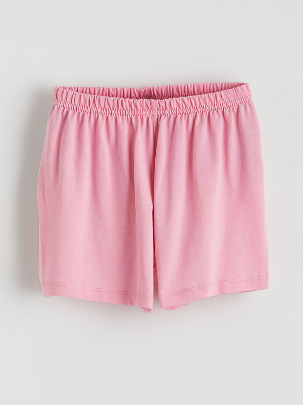 Pembe Kalp Baskılı Kız Çocuk Şortlu Pijama Takımı-4