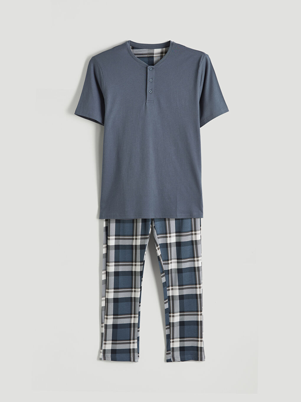 Regular Fit Plaid Men's Pyjamas Set-4
