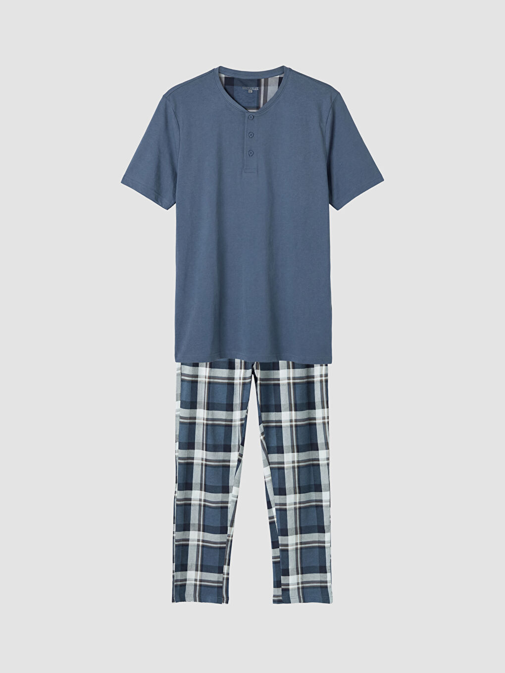 طقم بيجاما رجالي بقصة عادية بنقشة المربعات-8