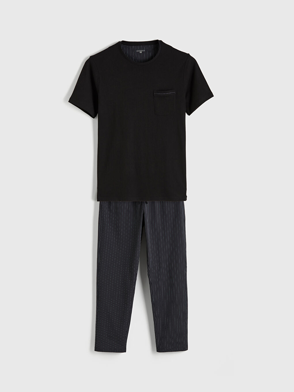 طقم بيجامة رجالي مخطط بياقة دائرية-3