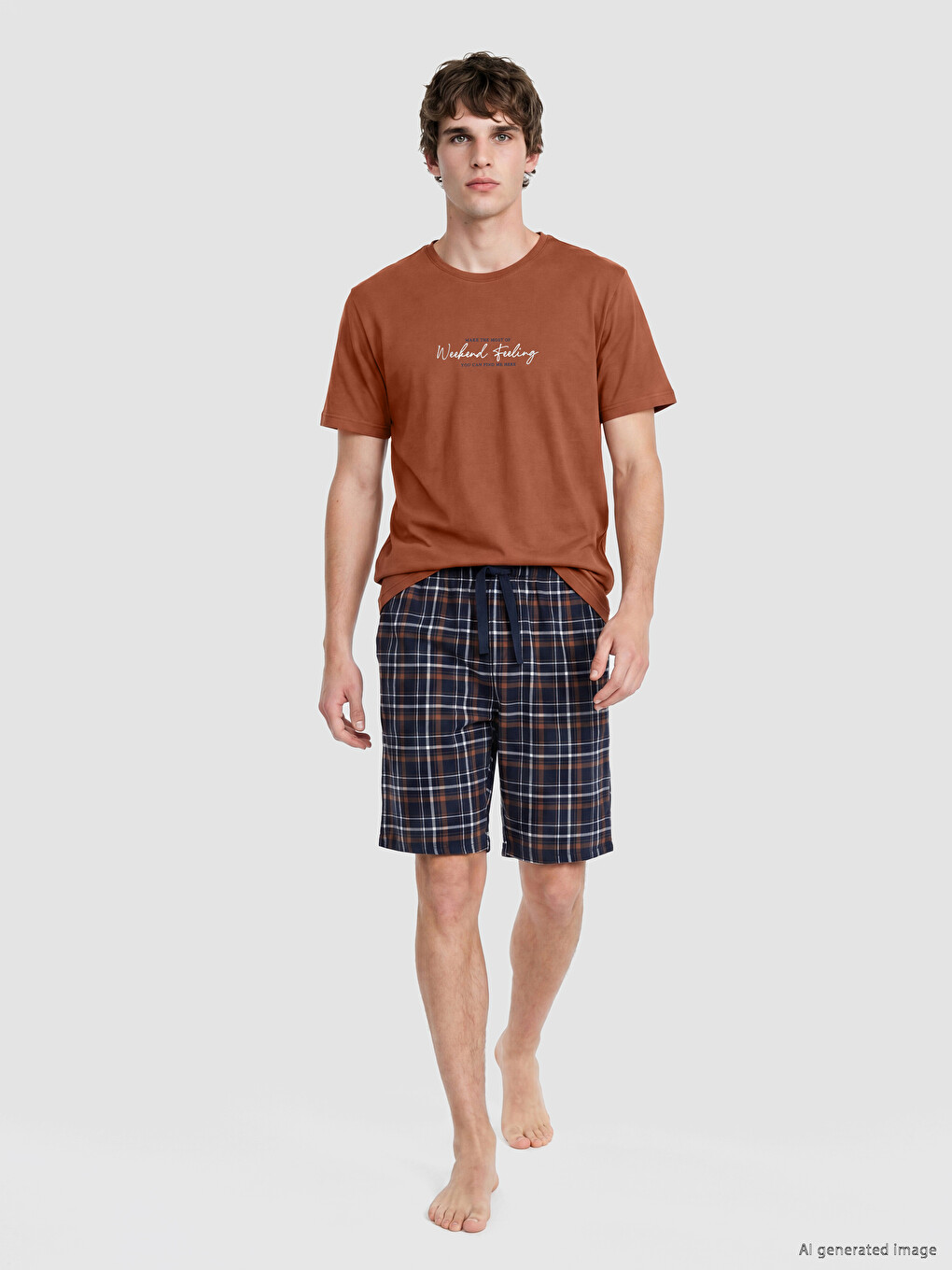 Regular Fit Printed Men's Shortie Pyjamas Set