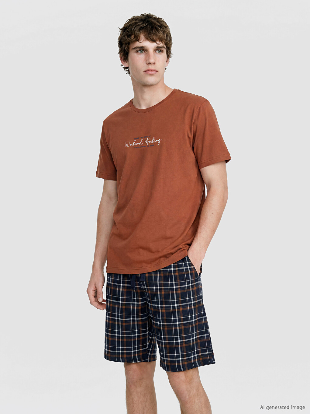 Regular Fit Printed Men's Shortie Pyjamas Set-1