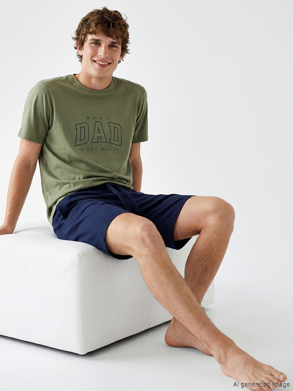 Yeşil Regular Fit Baskılı Erkek Şortlu Pijama Takımı