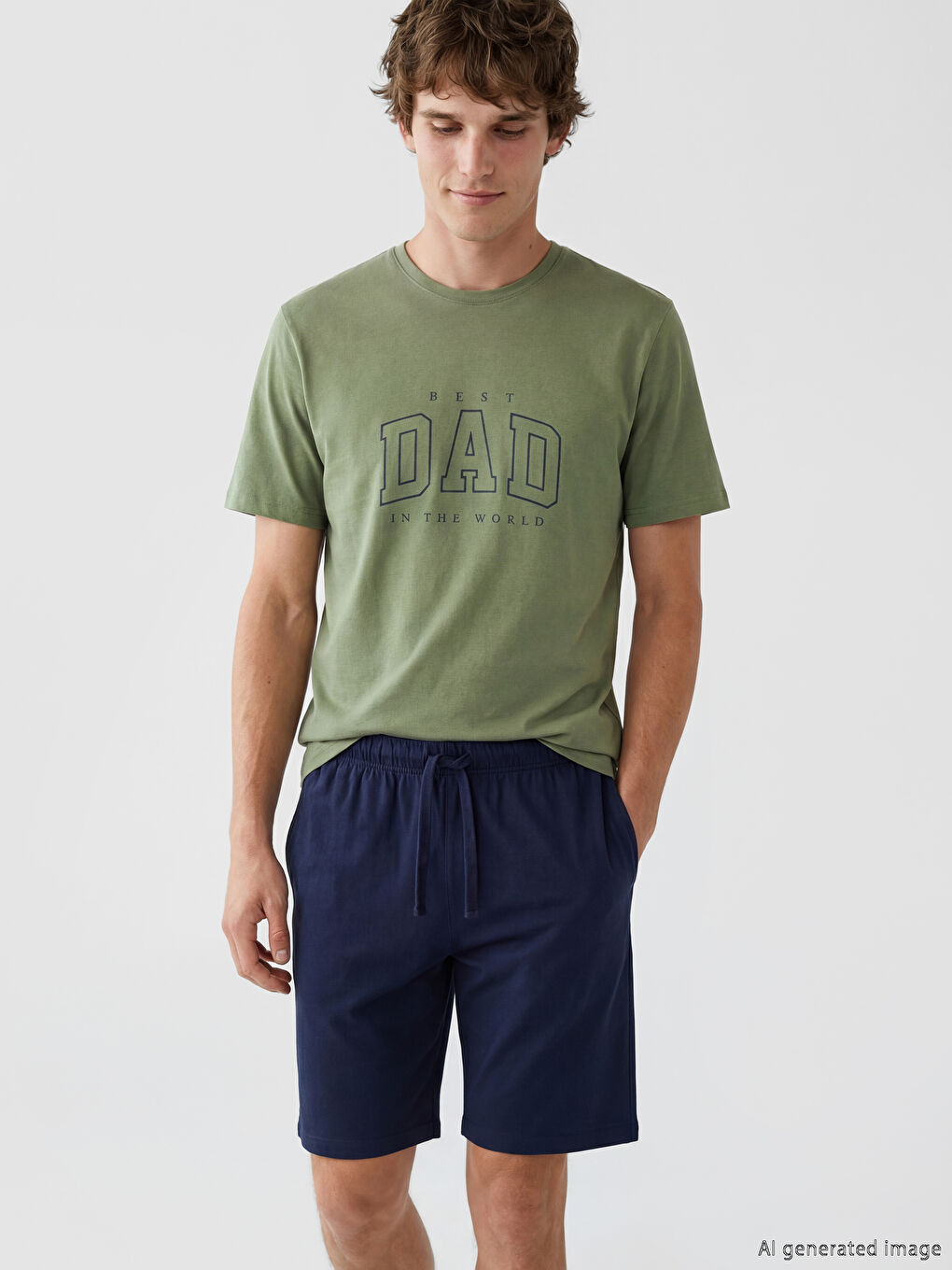 Yeşil Regular Fit Baskılı Erkek Şortlu Pijama Takımı-1