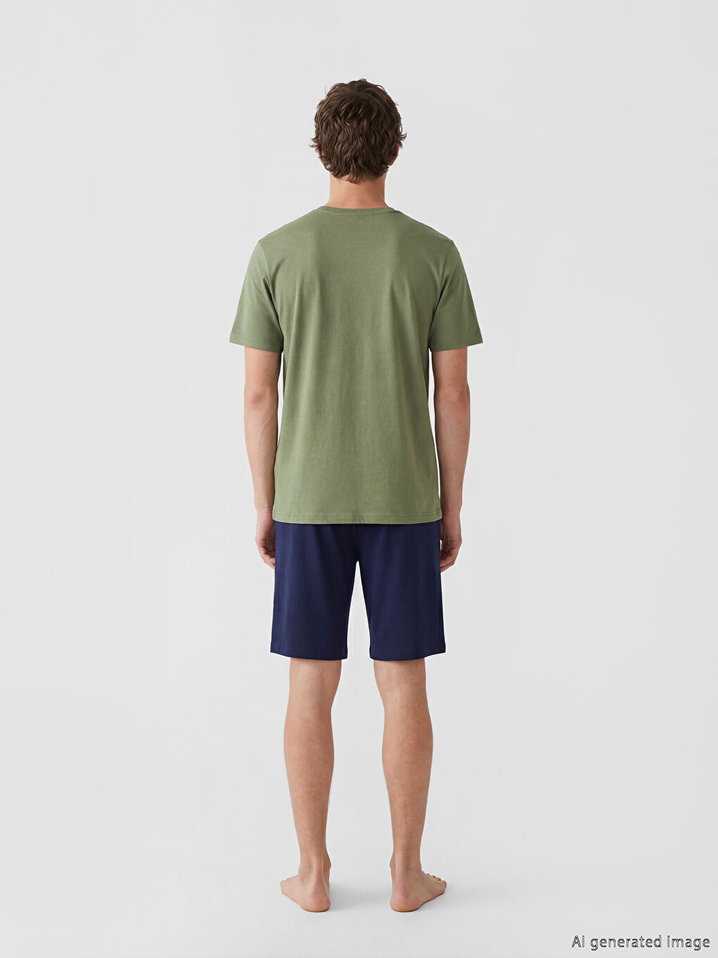 Yeşil Regular Fit Baskılı Erkek Şortlu Pijama Takımı-3