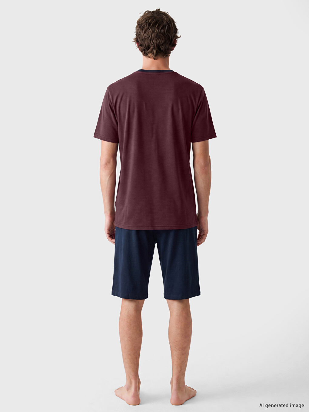 Bordo Erkek Şortlu Pijama Takımı-3