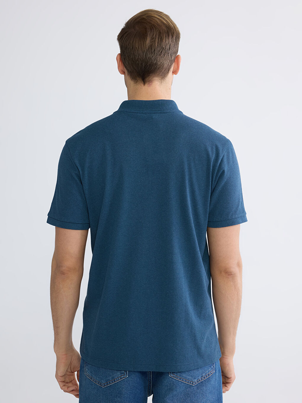 Petrol Polo Yaka Nakışlı Pike Erkek Tişört-3