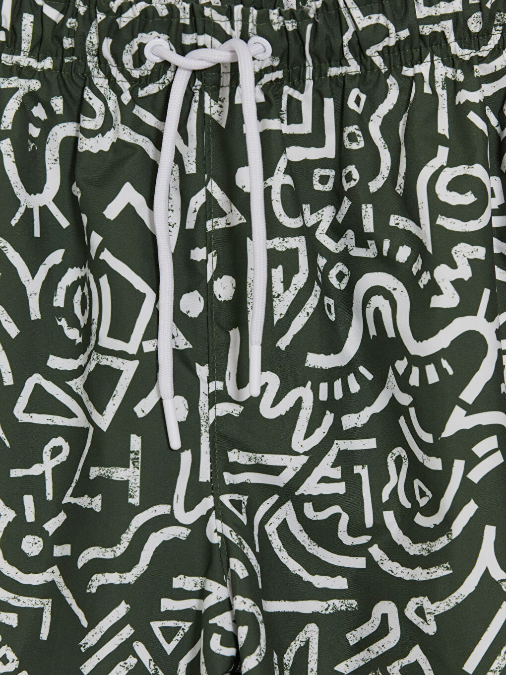 Haki Kısa Boy Desenli Erkek Deniz Şortu-2