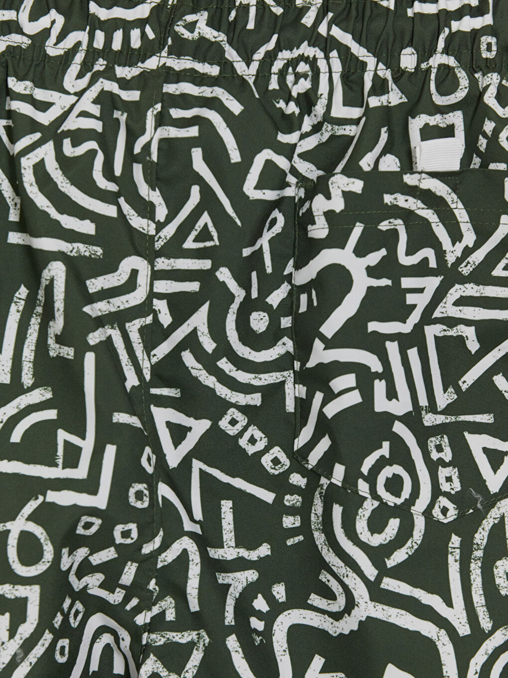 Haki Kısa Boy Desenli Erkek Deniz Şortu-3