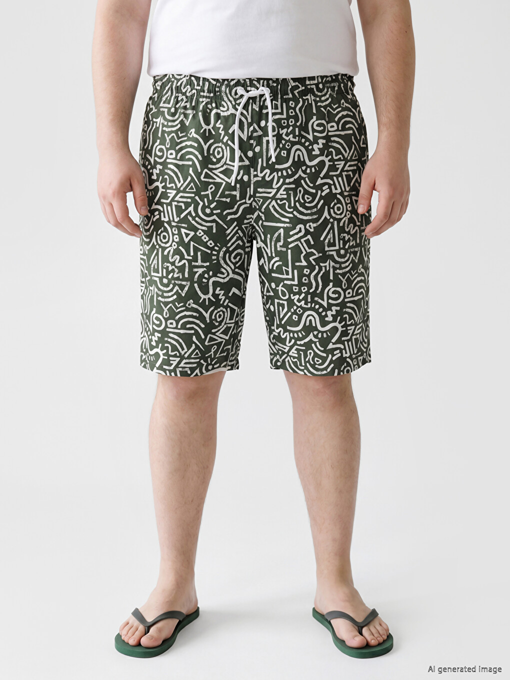 Short Patterned Men's Swim Shorts-1