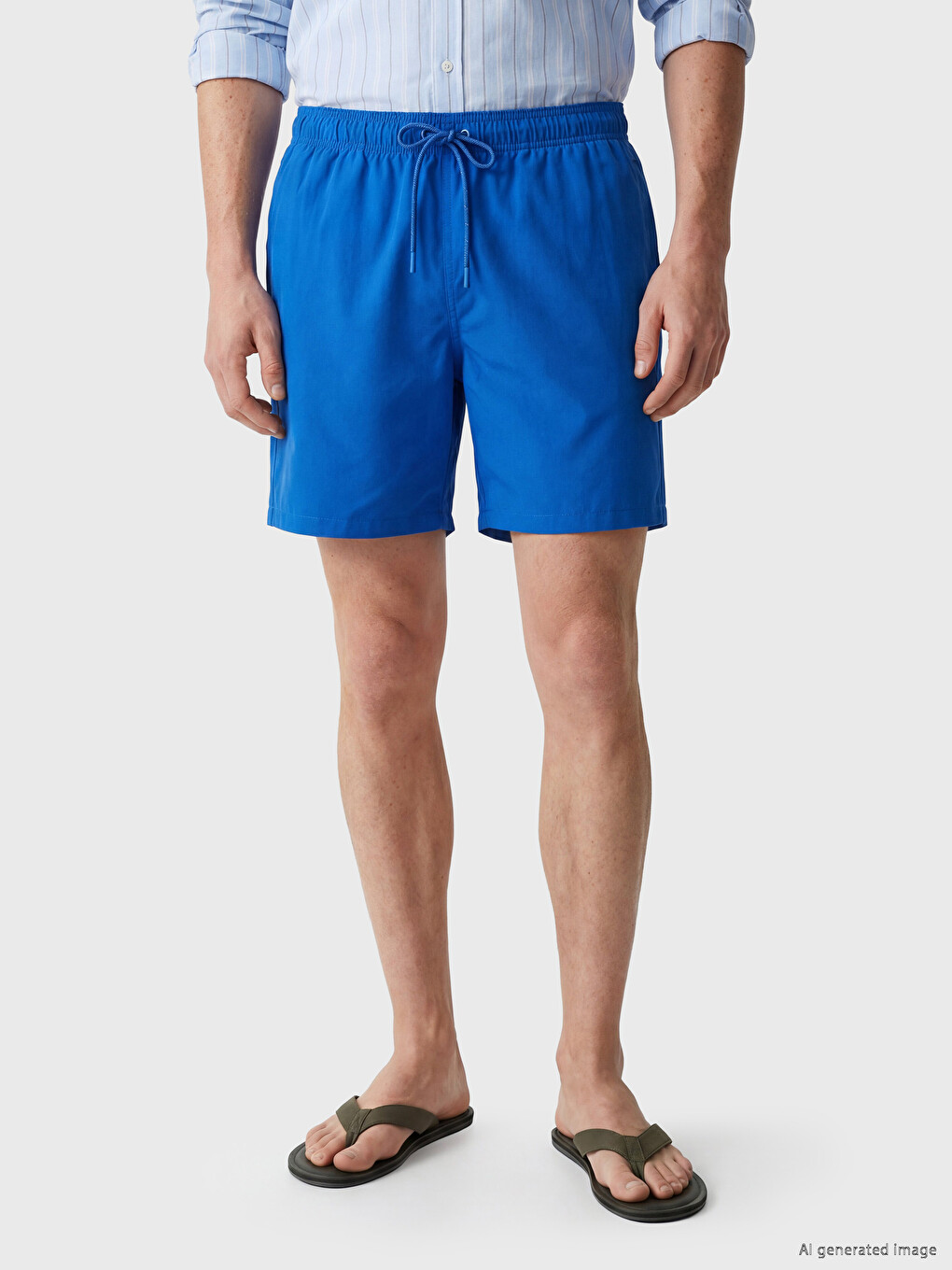 Knee Length Basic Men's Swimming Shorts-1