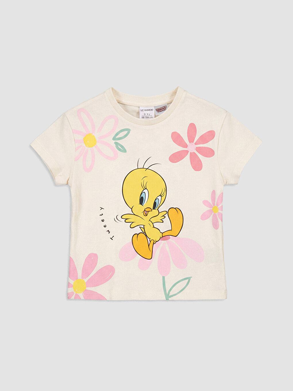 Ekru Tweety Baskılı Kız Bebek Takım-1