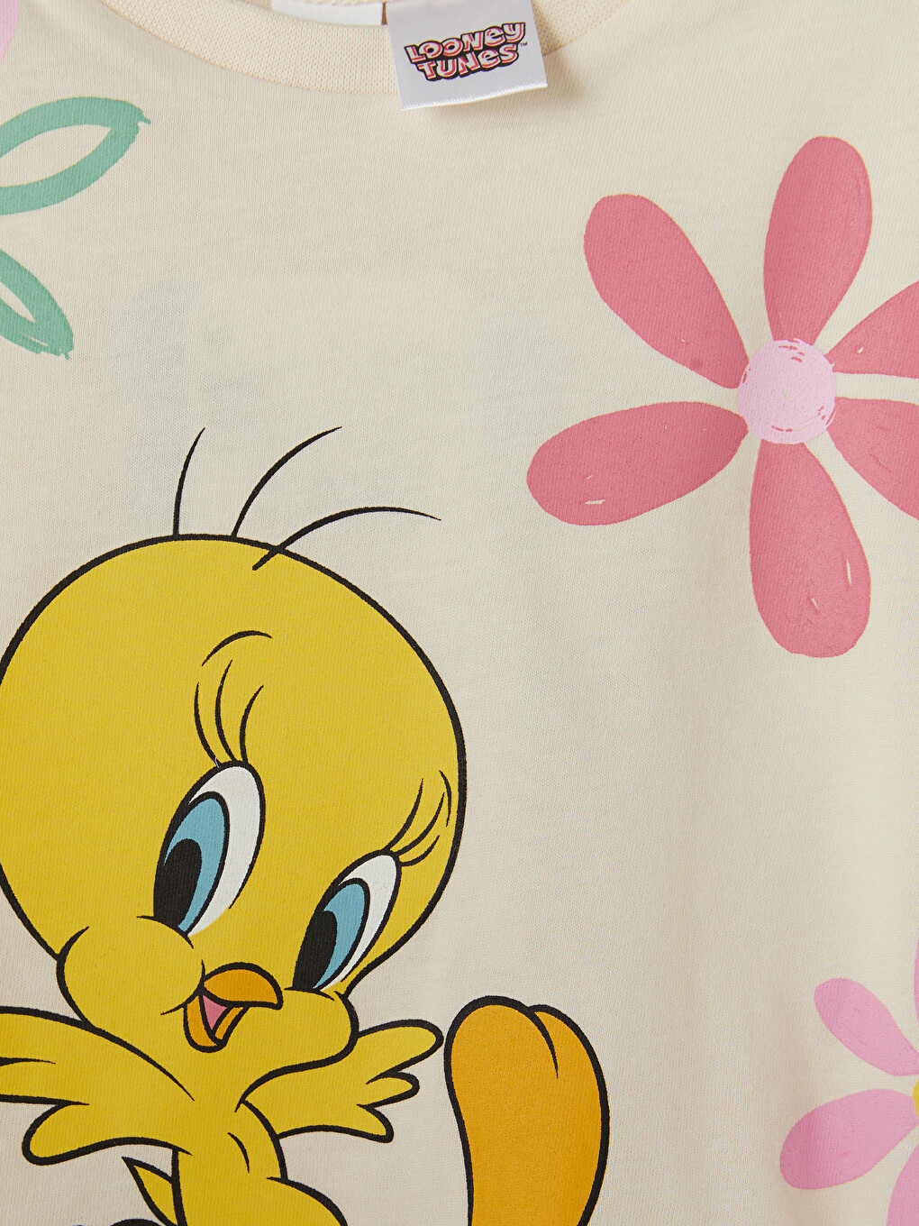 Ekru Tweety Baskılı Kız Bebek Takım-2