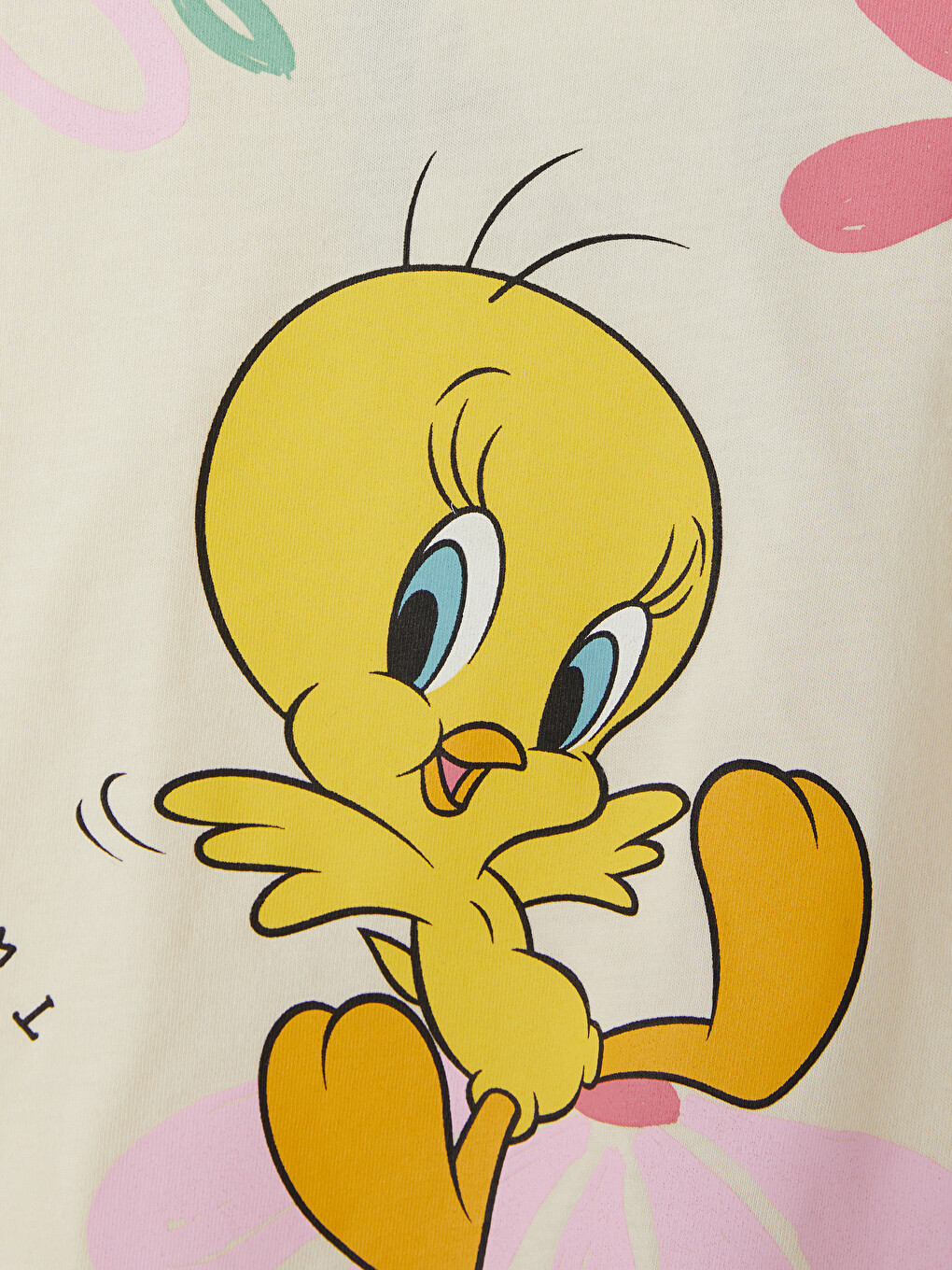 Ekru Tweety Baskılı Kız Bebek Takım-3