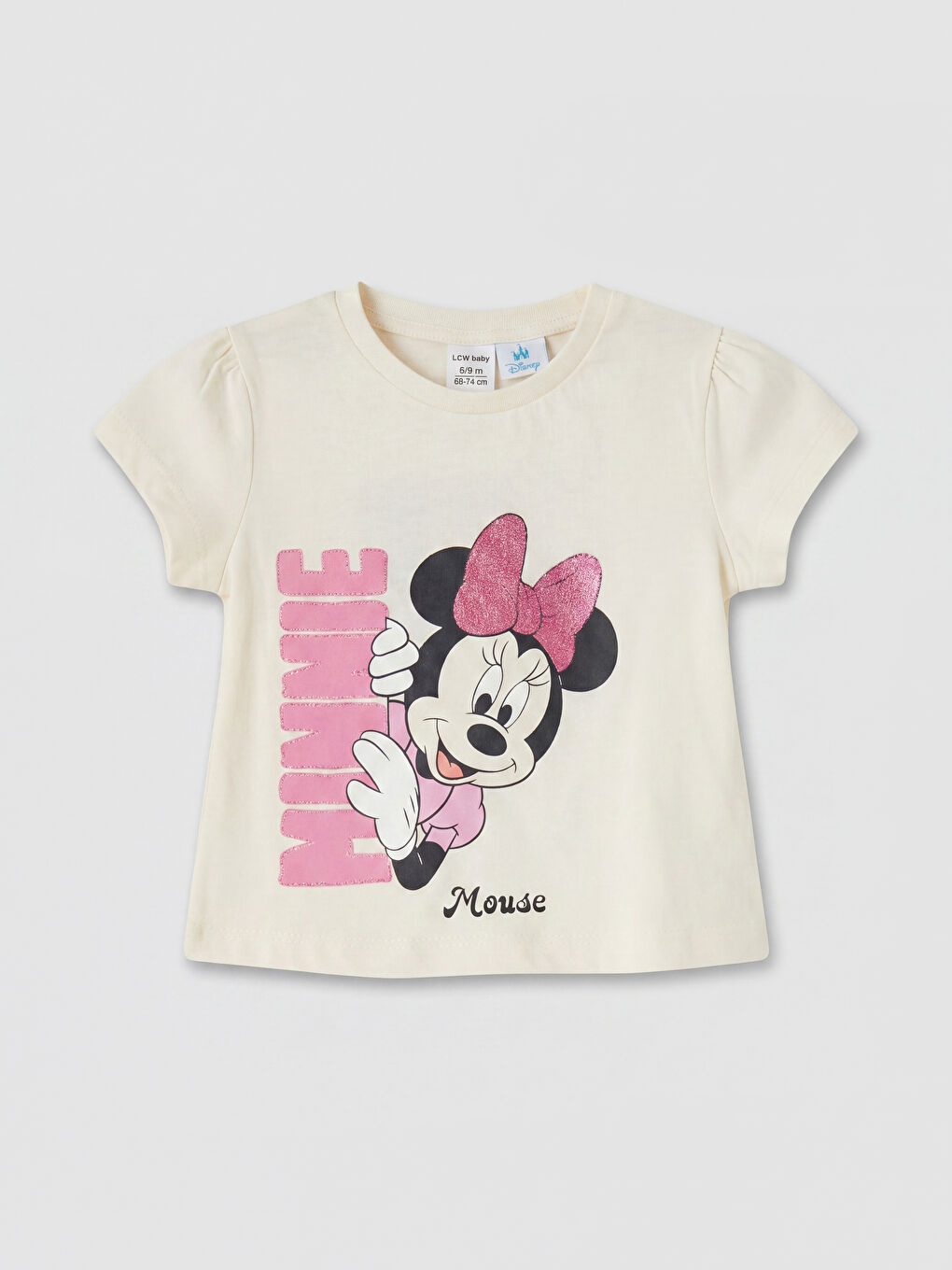 Ekru Minnie Mouse Baskılı Kız Bebek Şortlu Takım-1