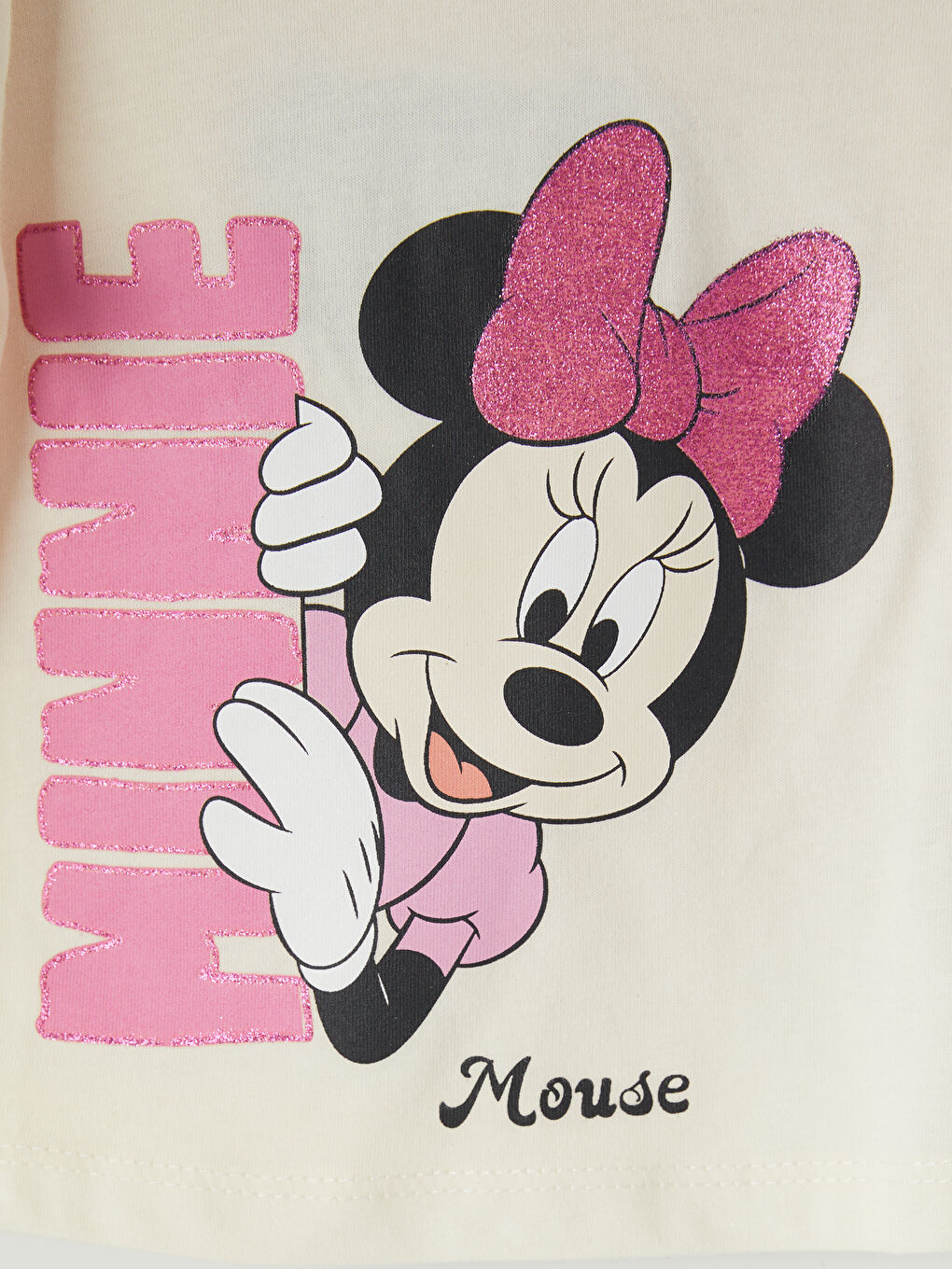 Ekru Minnie Mouse Baskılı Kız Bebek Şortlu Takım-3