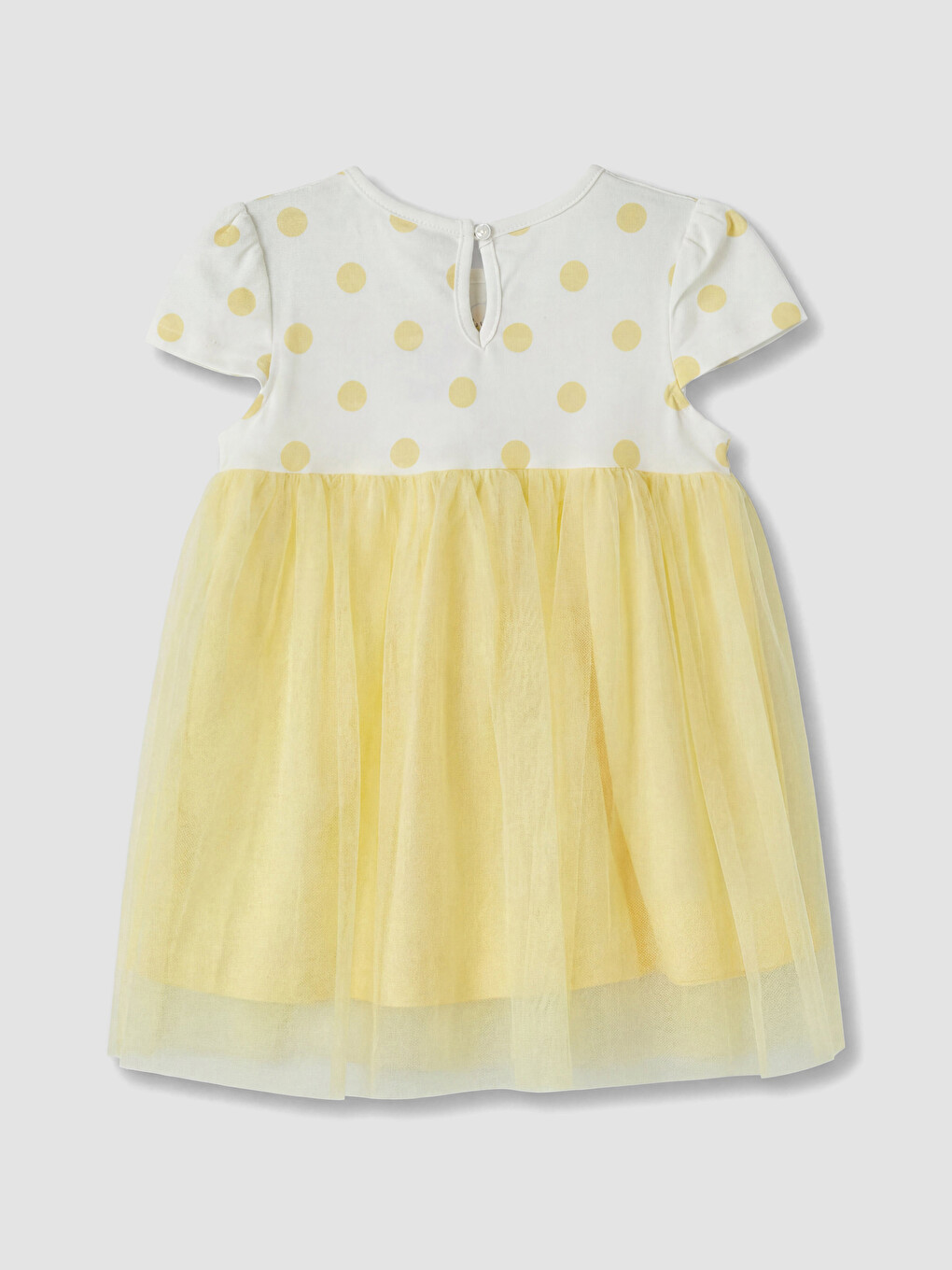 Ekru Tweety Baskılı Tüllü Kız Bebek Elbise-2