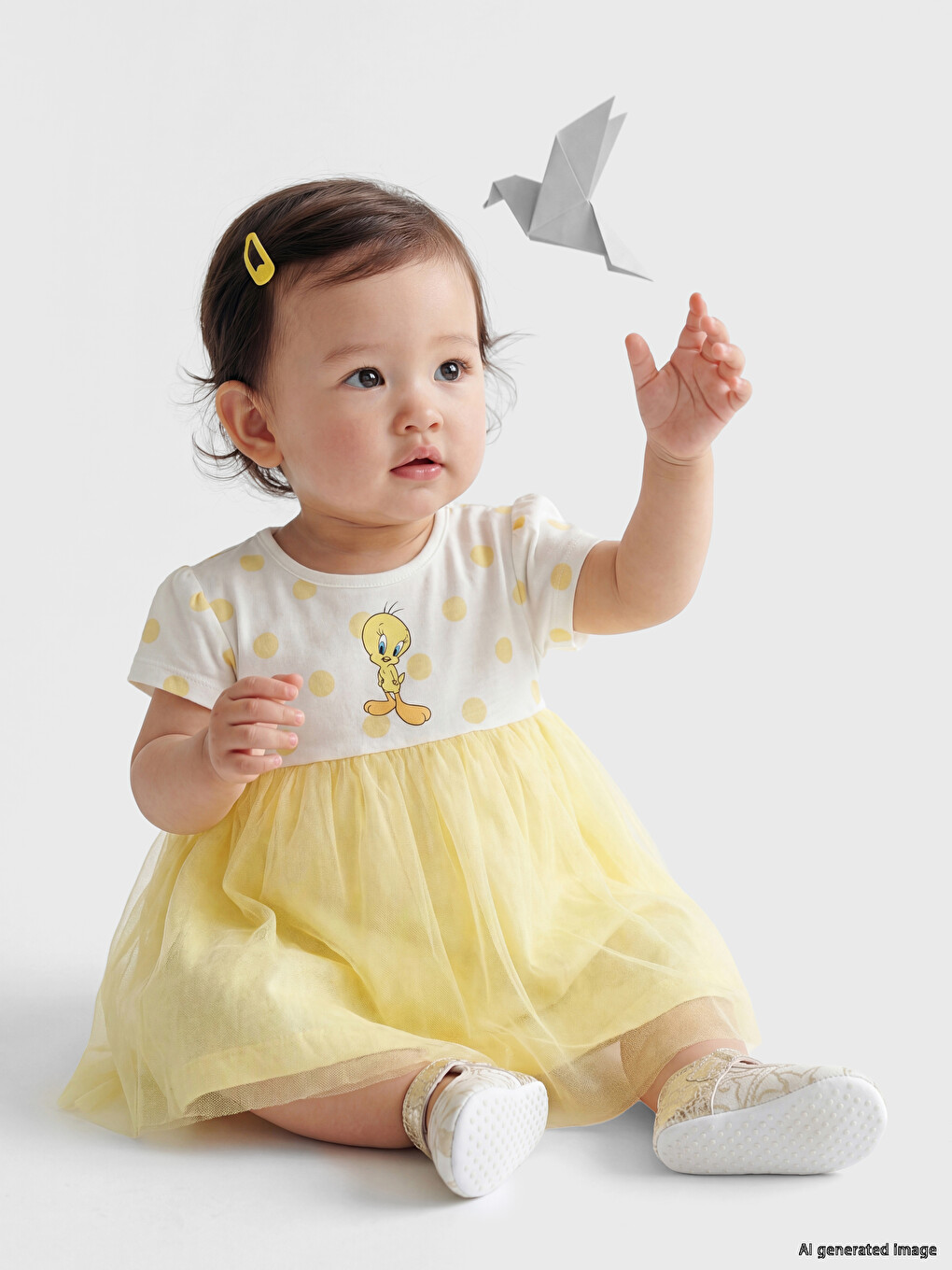 Tweety Printed Tulle Baby Girls' Dress