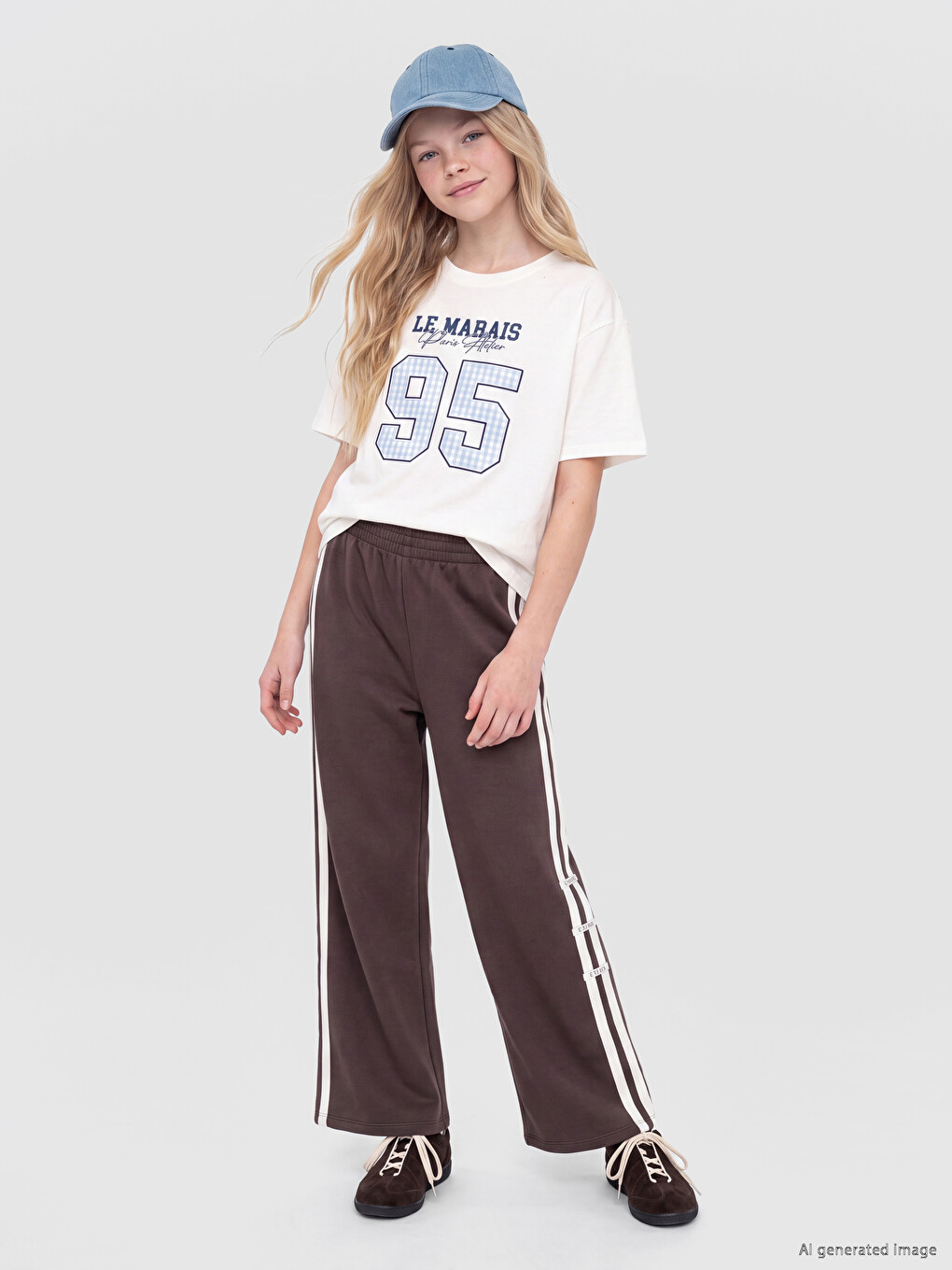 Striped Printed Girls' Thick Sweatpants-1
