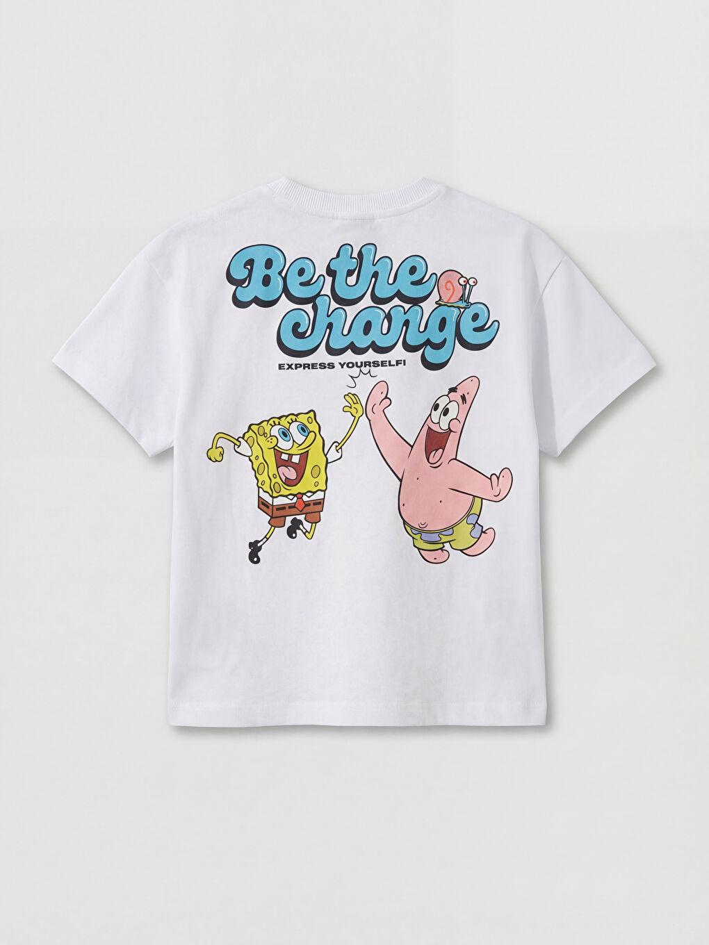 Beyaz Sünger Bob Baskılı Erkek Çocuk Tişört-2