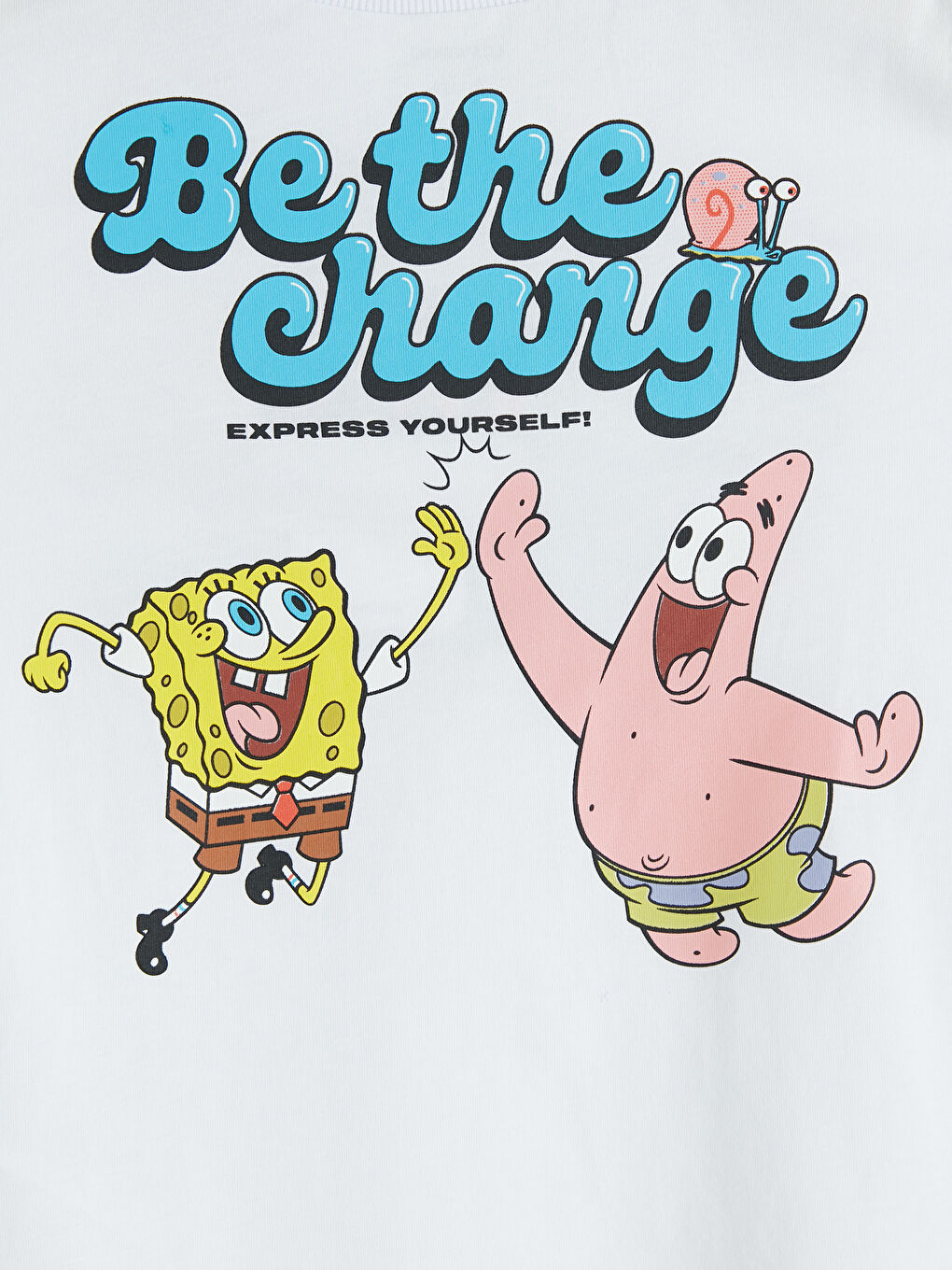 Beyaz Sünger Bob Baskılı Erkek Çocuk Tişört-5