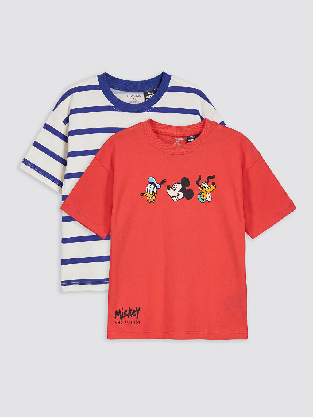 Kırmızı Mickey Mouse Baskılı Erkek Çocuk Tişört 2'li-1