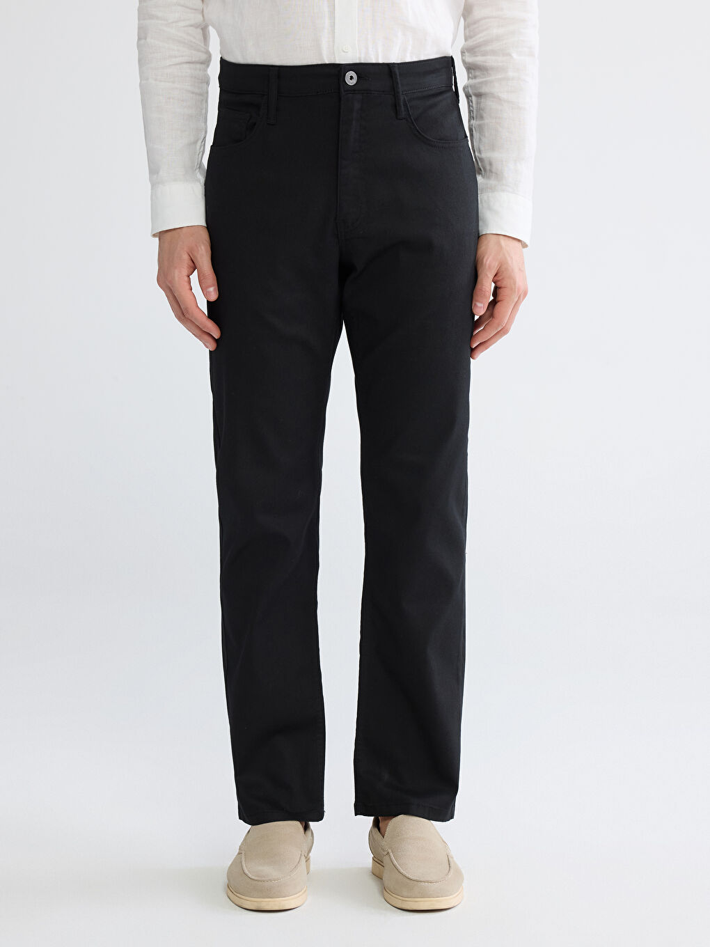 Siyah Standart Kalıp Erkek Pantolon-1