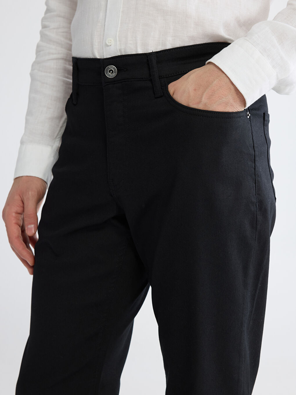 Siyah Standart Kalıp Erkek Pantolon-2