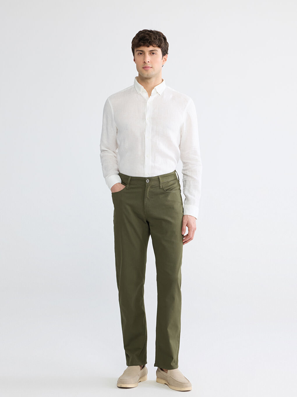 Haki Standart Kalıp Erkek Pantolon