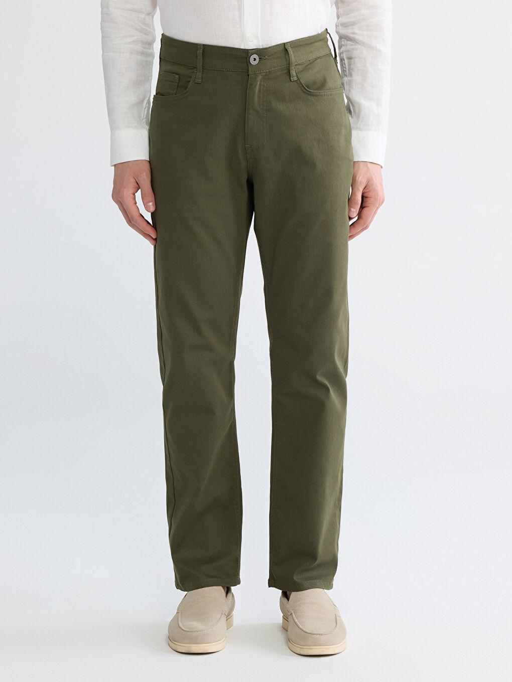 Haki Standart Kalıp Erkek Pantolon-1