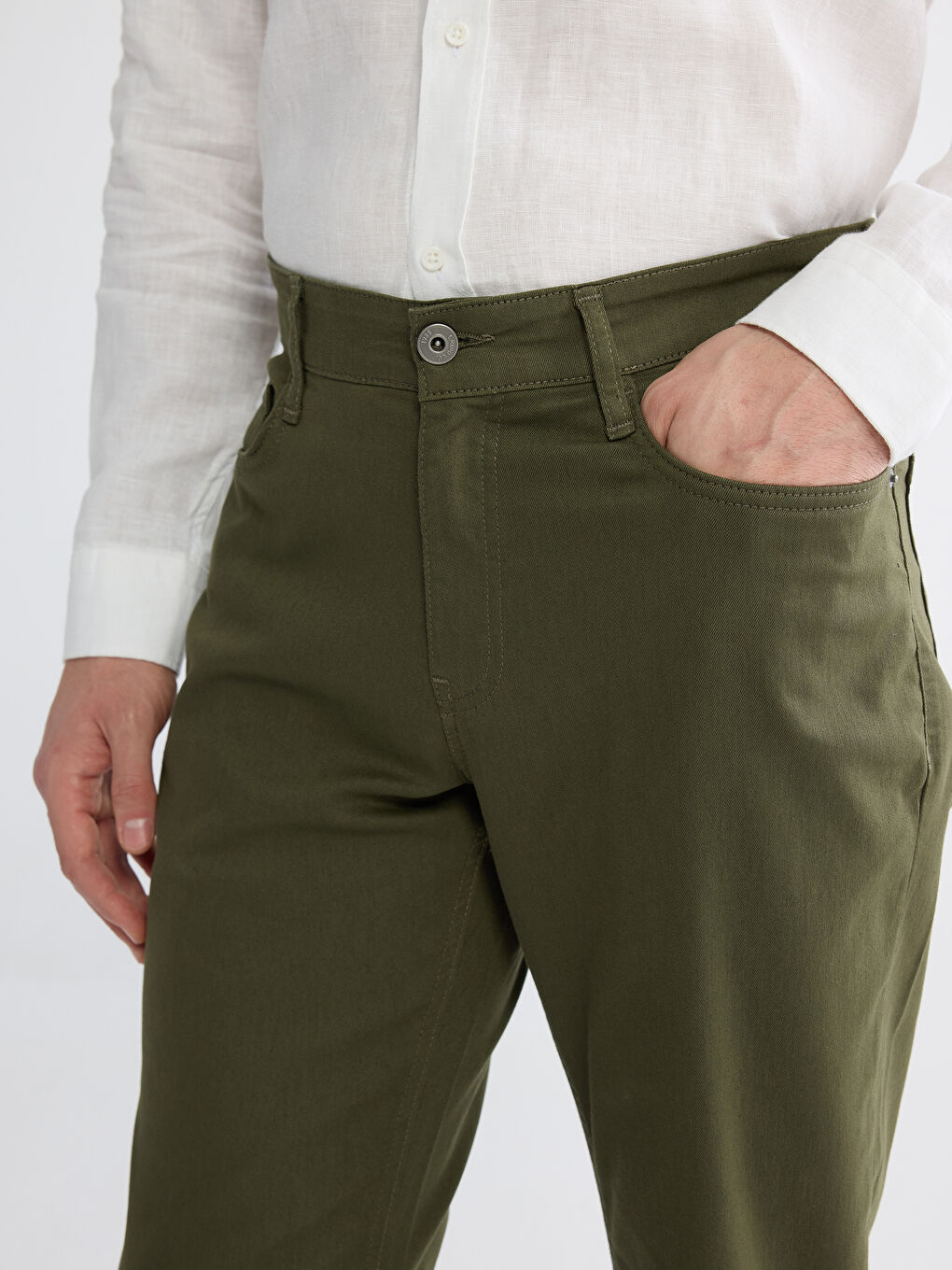 Haki Standart Kalıp Erkek Pantolon-2