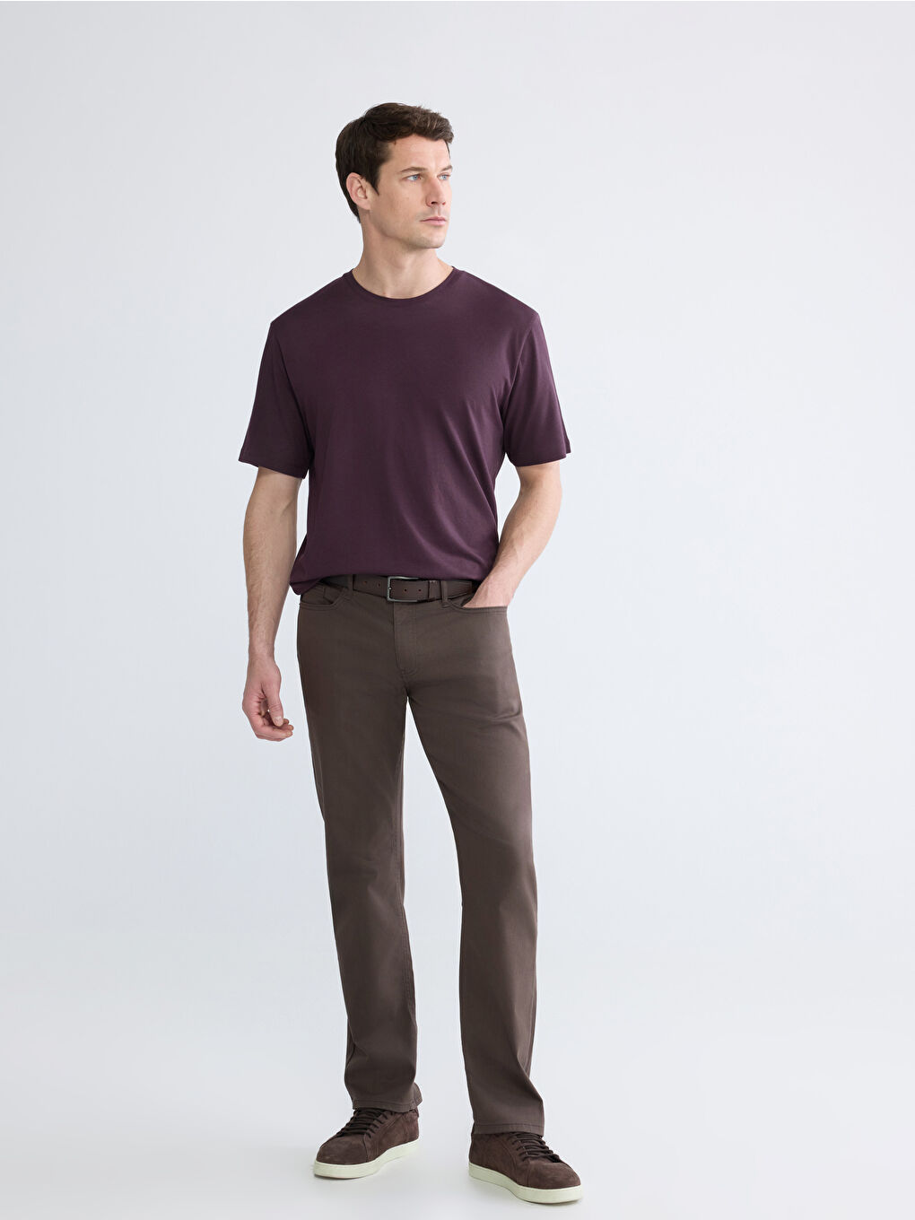 Kahverengi Standart Kalıp Erkek Pantolon