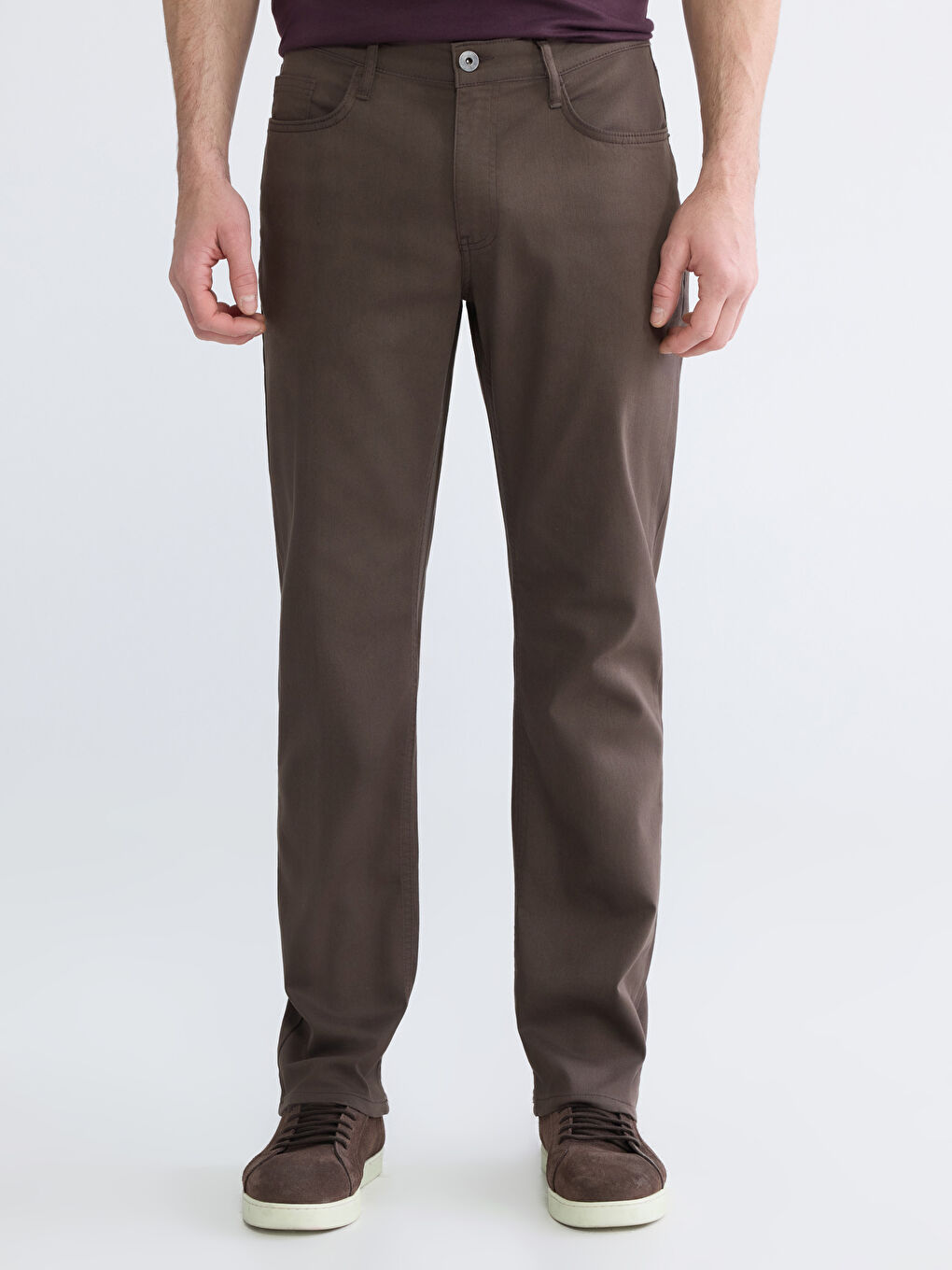 Kahverengi Standart Kalıp Erkek Pantolon-1