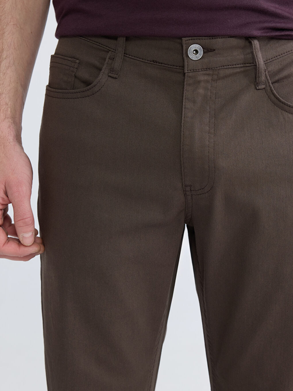 Kahverengi Standart Kalıp Erkek Pantolon-2