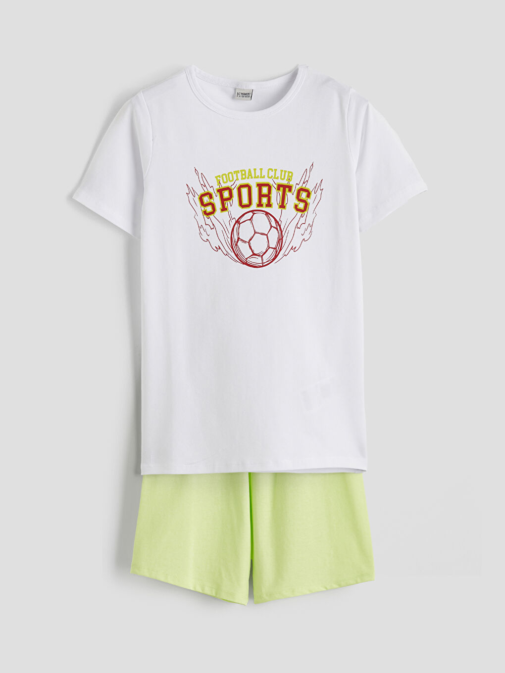 Beyaz Baskılı Erkek Çocuk Şortlu Pijama Takımı