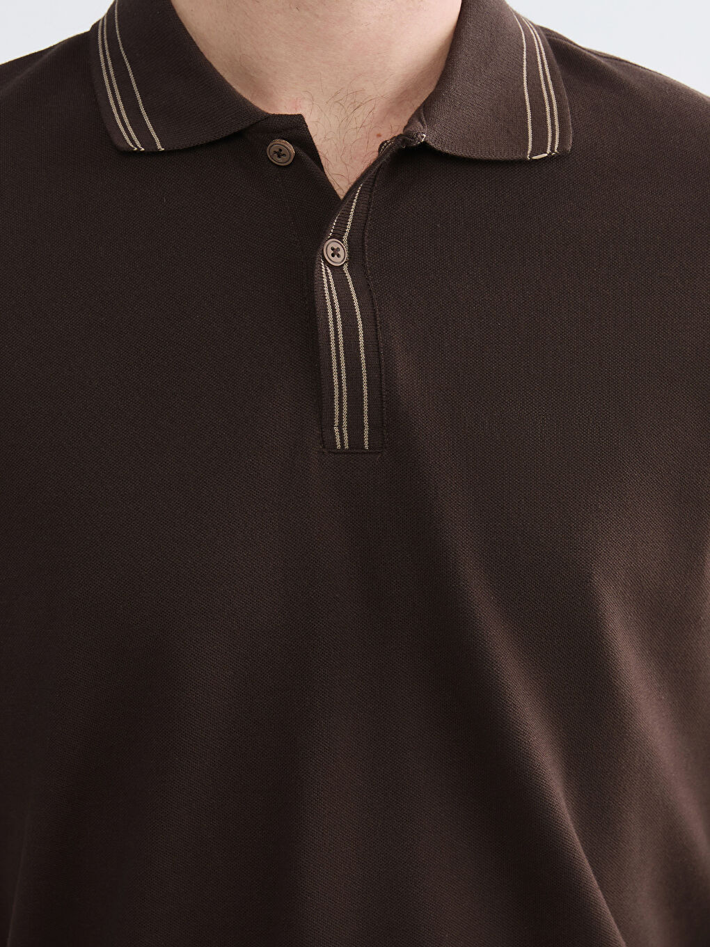 Kahverengi Polo Yaka Pike Erkek Tişört-2