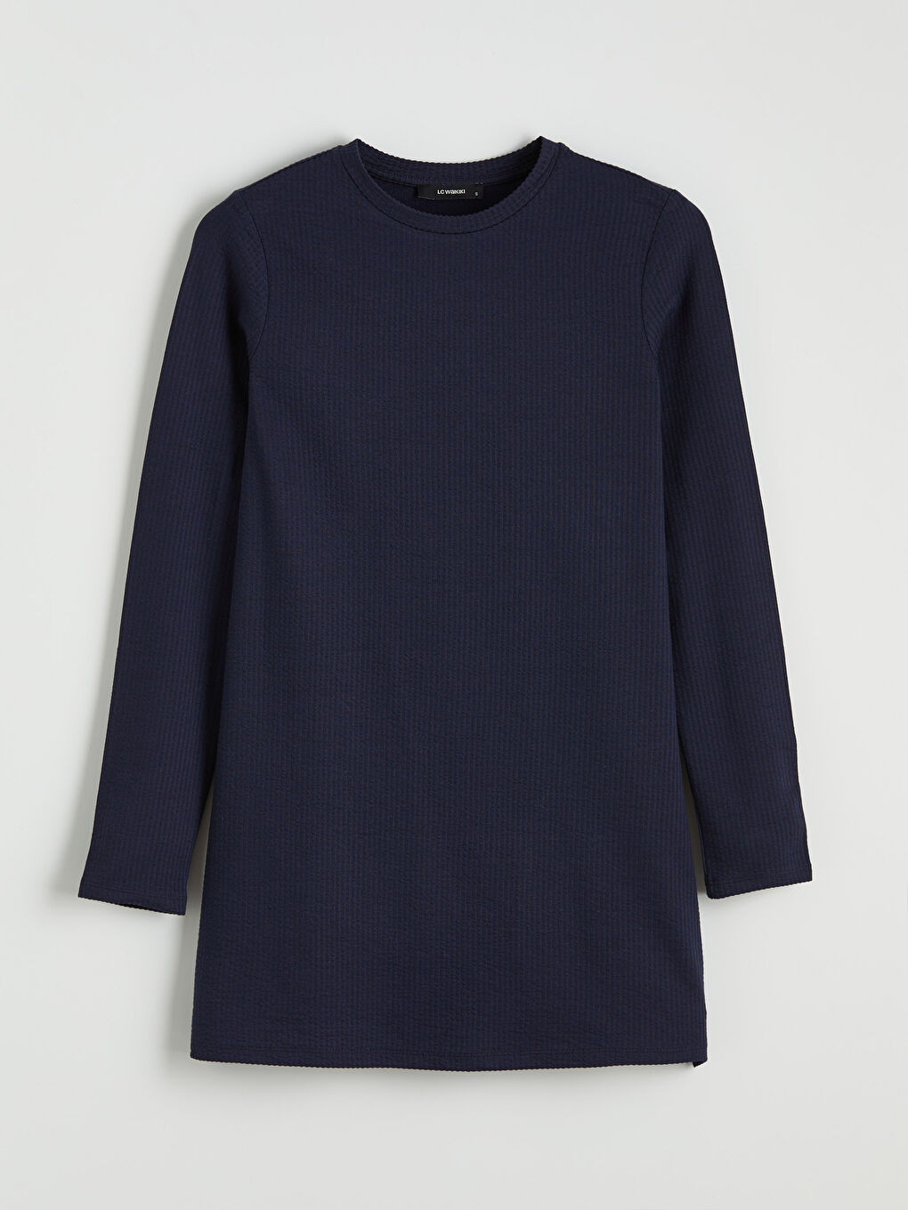 Lacivert Bisiklet Yaka Fitilli Kadın Tunik	-4