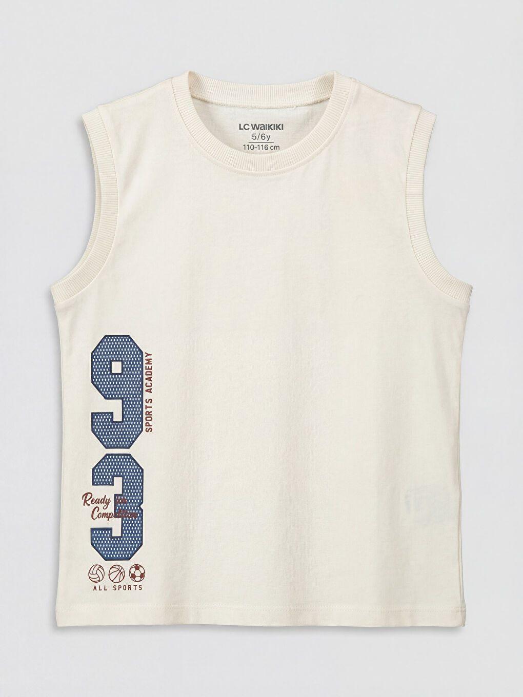 Bej Bisiklet Yaka Baskılı Erkek Çocuk Atlet 2'li-1