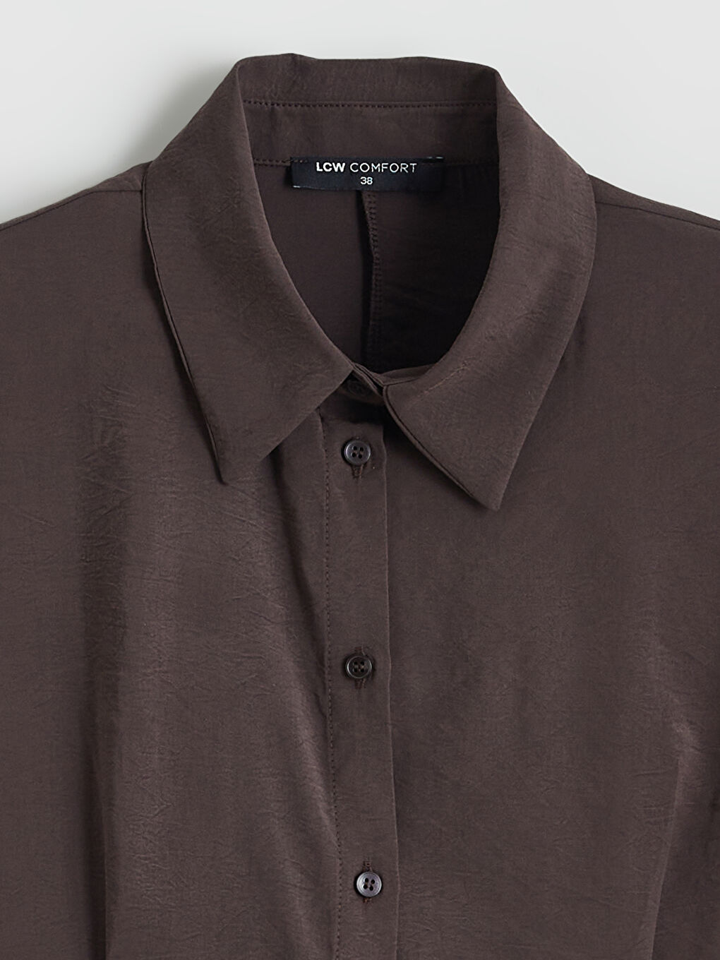 Kahverengi Belden Oturtmalı Büzgülü Gömlek Elbise-5