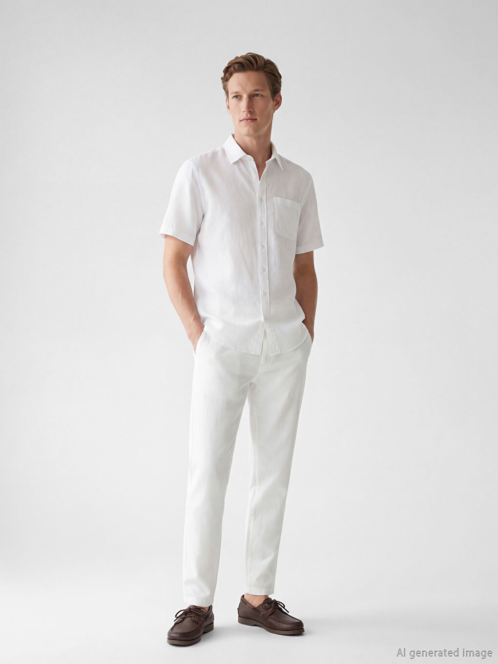 Regular Fit Linen-Look Men's Trousers