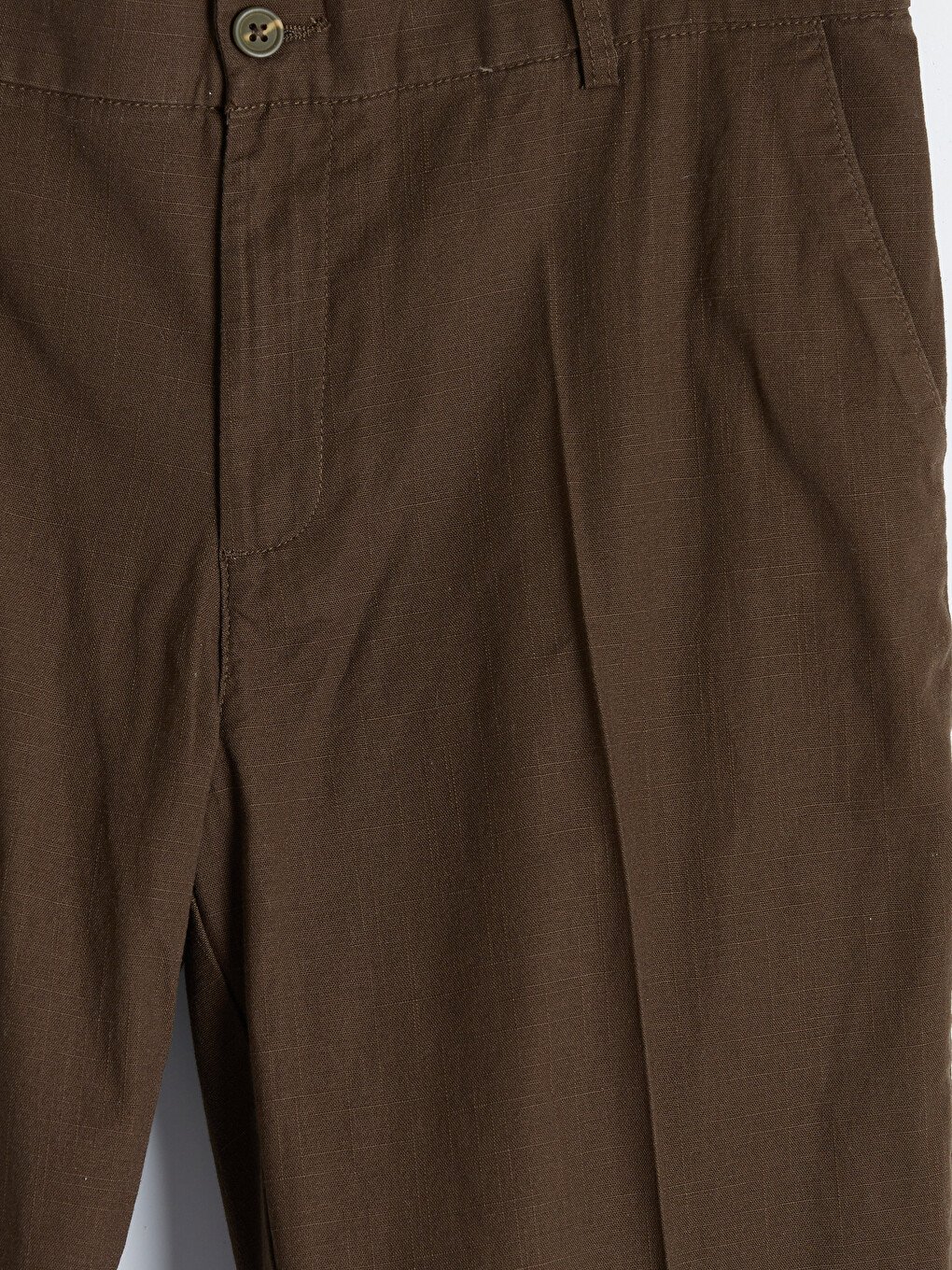 Regular Fit Linen-look Men's Pleated Trousers-4