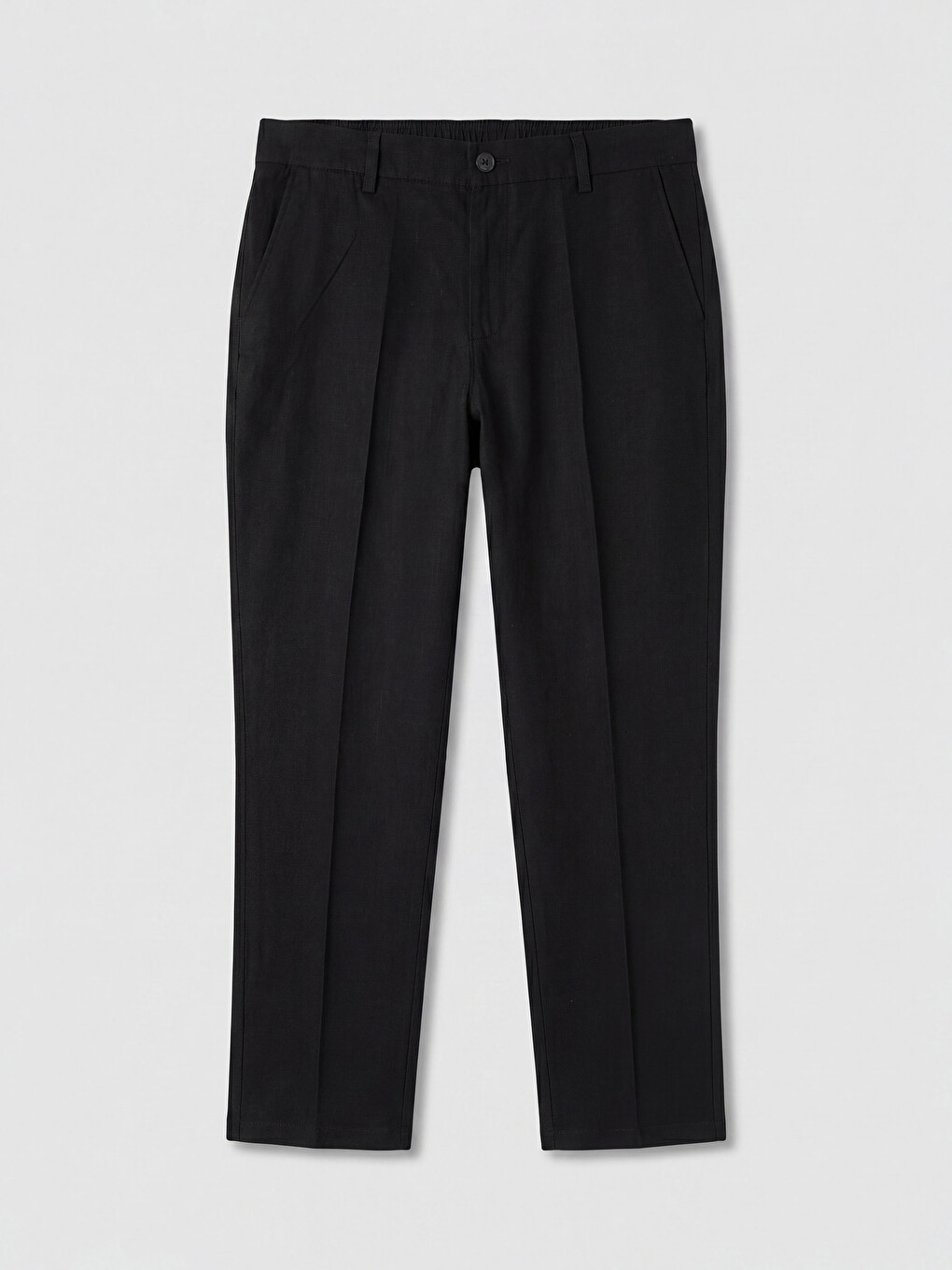 Regular Fit Linen-look Men's Pleated Trousers-4