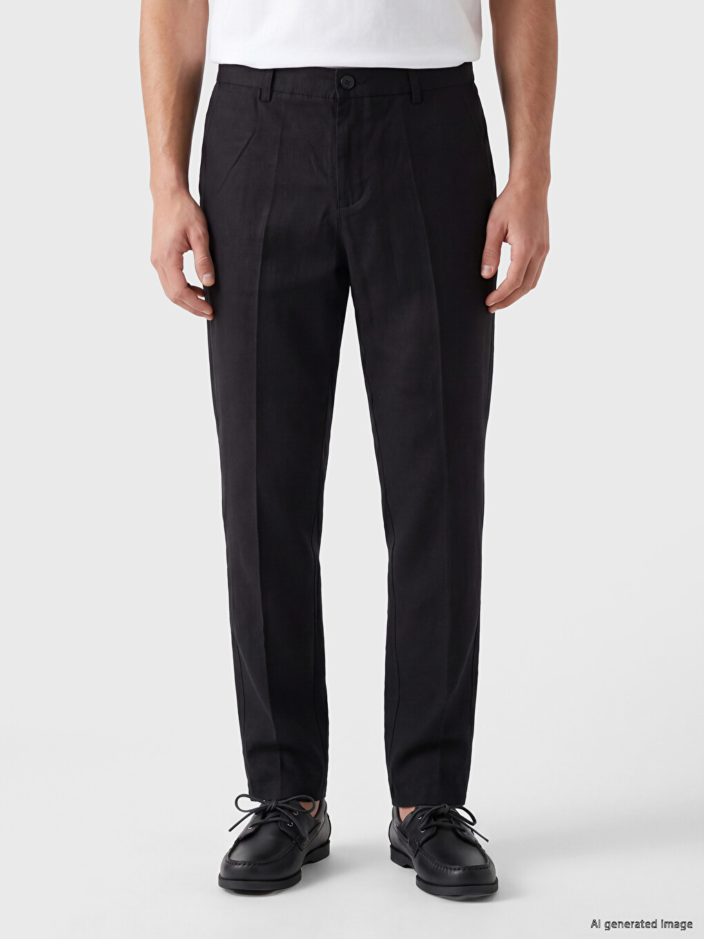 Regular Fit Linen-look Men's Pleated Trousers-1