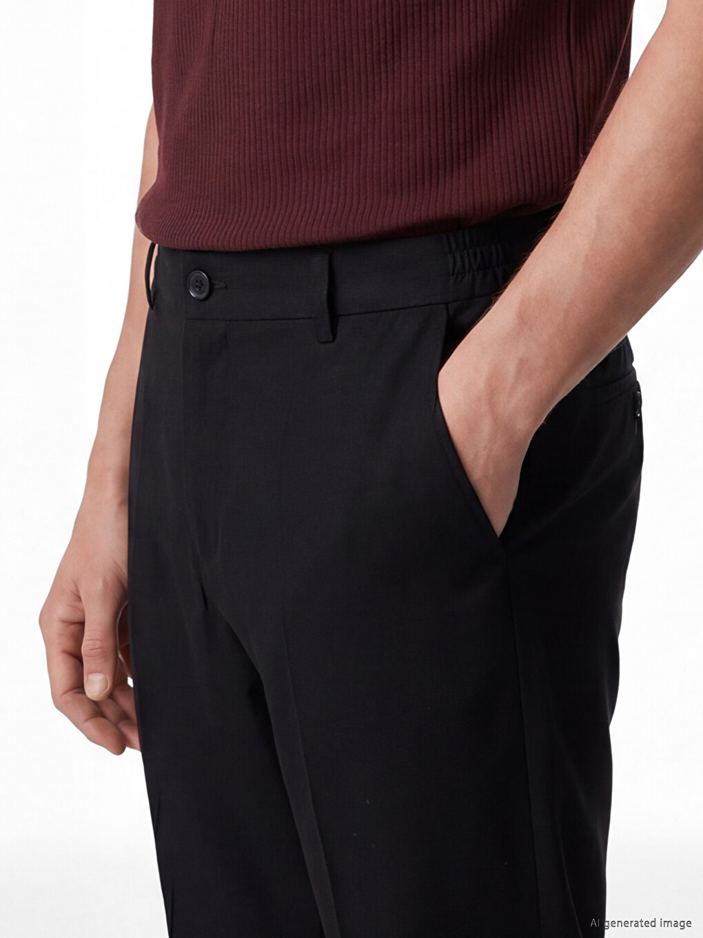 Regular Fit Linen-look Men's Pleated Trousers-2